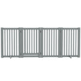 Load image into Gallery viewer, 30"H Foldable Dog Gate with Door, 4 Panels Freestanding Pet Gate Barriers Indoor with Support Feet, Puppy Fence for Dogs, Light Grey