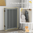 Load image into Gallery viewer, 30"H Foldable Dog Gate with Door, 4 Panels Freestanding Pet Gate Barriers Indoor with Support Feet, Puppy Fence for Dogs, Light Grey