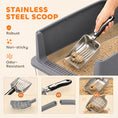 Load image into Gallery viewer, 2 Pack XL Stainless Steel Litter Box, Extra Large Metal Cat Litter Box High Sided for Big and Multiple Cats, Semi-Enclosed with Tracking Step, Stainless Steel Scoops, Anti-Urine Leakage