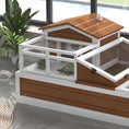 Load image into Gallery viewer, PawHut 3- Room Tortoise House Habitat with Balcony & 2 Stories, Indoor/ Outdoor Wooden Tortoise Enclosure with Ladder, Tray, Openable Roof, Large Reptile Cage, 44" x 25. 5" x 23", Coffee