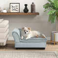Load image into Gallery viewer, PawHut Luxury Fancy Dog Bed for Small Dogs with Hidden Storage, Small Dog Couch with Soft 2" Foam, Dog Sofa Bed, Cushy Dog Bed, Modern Pet Furniture for Puppies and Little Breeds, Pale Gray
