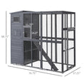 Load image into Gallery viewer, PawHut Catio Outdoor Cat Enclosure, Wooden Cat Patio Cat Window Box with Platforms, Waterproof Asphalt Roof, Ramps, 77" L, Gray