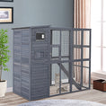 Load image into Gallery viewer, PawHut Catio Outdoor Cat Enclosure, Wooden Cat Patio Cat Window Box with Platforms, Waterproof Asphalt Roof, Ramps, 77" L, Gray
