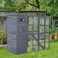 Load image into Gallery viewer, PawHut Catio Outdoor Cat Enclosure, Wooden Cat Patio Cat Window Box with Platforms, Waterproof Asphalt Roof, Ramps, 77" L, Gray