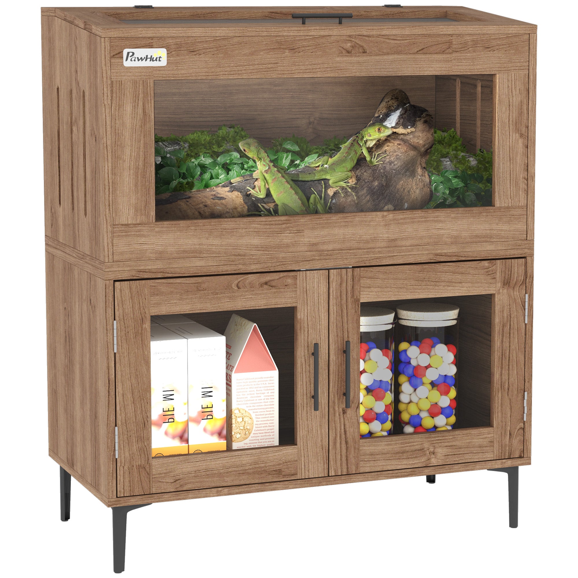 PawHut 60.5 Gallon Stackable Reptile Terrarium with Top Opening