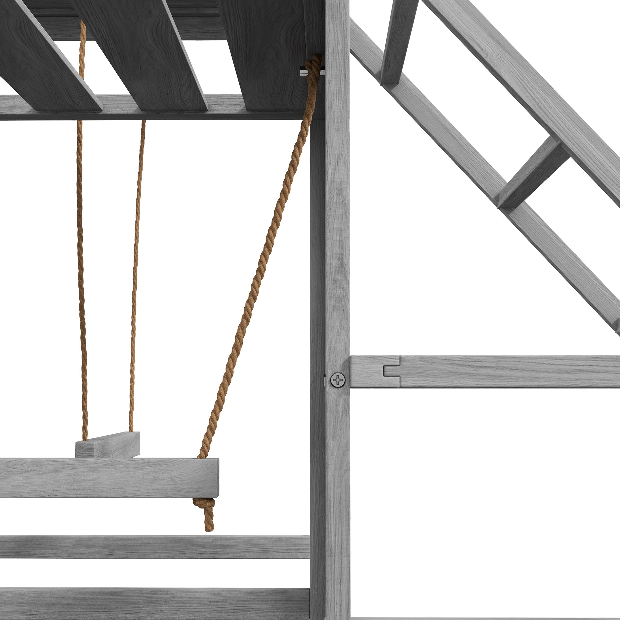 PawHut Chicken Perch for Coop with Swing Set, Chicken Toys, Chicken Coop Accessories for Poultry Run with Wood Stand, Ladder, Platforms, for 10-15 Chickens, Gray