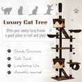Load image into Gallery viewer, Cat Tower for Large Cats Adult, Floor to Ceiling Cat Tree Adjustable Height 94"-102" Multi-Level with Scratching Posts, Cozy Hammock, Dangling Ball Toy, Brown