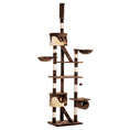 Load image into Gallery viewer, Cat Tower for Large Cats Adult, Floor to Ceiling Cat Tree Adjustable Height 94"-102" Multi-Level with Scratching Posts, Cozy Hammock, Dangling Ball Toy, Brown