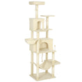 Load image into Gallery viewer, Cat Tree, 202cm Large Cat Tower for Indoor Kittens with 6 Scratching Posts, 2 Condos, 2 Perches, 2 Hammocks, Pompoms, Multi-Level Plush Kitty Activity Centre for Rest and Play, Beige