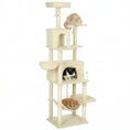 Load image into Gallery viewer, Cat Tree, 202cm Large Cat Tower for Indoor Kittens with 6 Scratching Posts, 2 Condos, 2 Perches, 2 Hammocks, Pompoms, Multi-Level Plush Kitty Activity Centre for Rest and Play, Beige