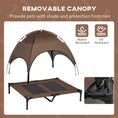 Load image into Gallery viewer, Elevated Dog Bed with Canopy, Portable Raised Dog Cot for L Sized Dogs, Indoor & Outdoor, 36" x 30" x 35", Coffee