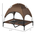 Load image into Gallery viewer, PawHut Elevated Dog Bed with Removable Canopy, Outdoor Dog Cot with UV Protection Canopy Shade, 36 inch Large Pet Bed for Camping, Coffee