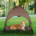 Load image into Gallery viewer, PawHut Elevated Dog Bed with Removable Canopy, Outdoor Dog Cot with UV Protection Canopy Shade, 36 inch Large Pet Bed for Camping, Coffee