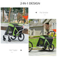 Load image into Gallery viewer, Dog Bike Trailer Dog Stroller 2 in 1 Foldable with Aluminium Frame, Quick-Release Wheels, Safety Leash, Anti-Slip Mat, Hitch Coupler, Reflectors, Flag, for Medium Dogs - Green