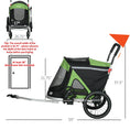 Load image into Gallery viewer, Aosom 2 in 1 Bike Trailer, Foldable Dog Bike Stroller with Aluminum Frame, Quick Release Wheels, Safety Leash, Anti-Slip Mat, Hitch Coupler, Reflectors, Flag for Medium Dogs, Green
