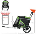 Load image into Gallery viewer, Dog Bike Trailer Dog Stroller 2 in 1 Foldable with Aluminium Frame, Quick-Release Wheels, Safety Leash, Anti-Slip Mat, Hitch Coupler, Reflectors, Flag, for Medium Dogs - Green