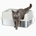 Charger l'image dans la visionneuse de la galerie, Stainless Steel Cat Litter Box with Lid, Metal Extra Large Enclosed Litter Box for Big Cats with Scoop, High Sided, Non-Stick & Anti-Urine Leakage, Easy Cleaning