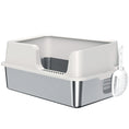 Load image into Gallery viewer, Stainless Steel Cat Litter Box with Lid, Metal Extra Large Enclosed Litter Box for Big Cats with Scoop, High Sided, Non-Stick & Anti-Urine Leakage, Easy Cleaning
