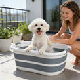 Load image into Gallery viewer, 27L Collapsible Dog Bath Tub for Small Dogs & Cats, Portable Pet Bath Tub with Drainage Hole, Space Saving Foldable Puppy Bathtub for Indoor & Outdoor, Grey