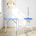 Load image into Gallery viewer, Foldable Dog Grooming Table, 32" Portable Pet Grooming Table with Height Adjustable Arm and Anti-Slip Rubber Top for Small Medium Dogs and Cats, Blue