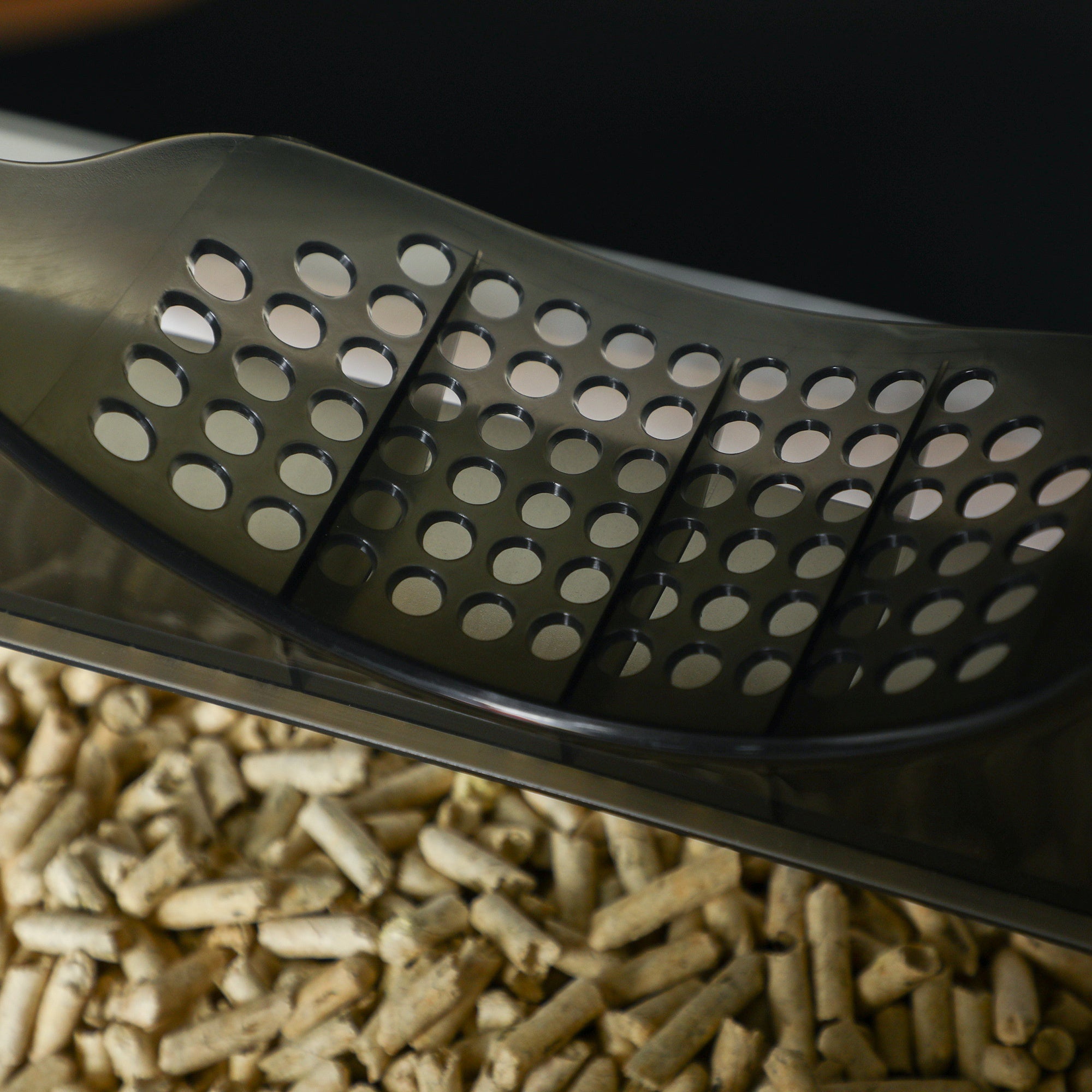 Hooded Cat Litter Tray with Scoop, Cat Litter Box with Drawer Pan, Handle, Deodorants, Hut Design, Front Entrance, 47 x 45 x 42cm - Grey