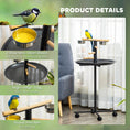 Load image into Gallery viewer, Bird Play Stand, Portable Parrot Perch, Bird Feeder Station, with Four Wheels, Stainless Steel Feeding Bowls, Round Tray, Grey