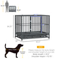 Load image into Gallery viewer, PawHut 43" Heavy Duty Dog Crate Metal Cage Kennel with Lockable Wheels, Double Door and Removable Tray, Gray