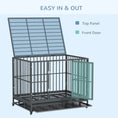 Load image into Gallery viewer, PawHut 43" Heavy Duty Dog Crate Metal Cage Kennel with Lockable Wheels, Double Door and Removable Tray, Gray