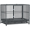Load image into Gallery viewer, PawHut 43" Heavy Duty Dog Crate Metal Cage Kennel with Lockable Wheels, Double Door and Removable Tray, Gray
