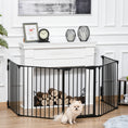 Load image into Gallery viewer, Dog Playpen Indoor, Foldable Pet Fence Puppy Pen for Small Medium Dogs with Door, 5 Panels, 29 Inch Tall, for Stairway, Doorway, Hallway, Black