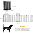 Load image into Gallery viewer, Pet Safety Gate, 5 Panels Playpen Fireplace, Metal Fence, Stair Barrier, Room Divider w/ Walk-Through Door - Black