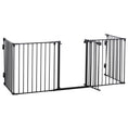 Load image into Gallery viewer, Pet Safety Gate, 5 Panels Playpen Fireplace, Metal Fence, Stair Barrier, Room Divider w/ Walk-Through Door - Black