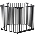 Load image into Gallery viewer, Pet Safety Gate, 5 Panels Playpen Fireplace, Metal Fence, Stair Barrier, Room Divider w/ Walk-Through Door - Black