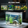Load image into Gallery viewer, 27L Fish Tank, Glass Aquarium with Filter System, LED Light, Water Pump, Fish Tank Starter Kits for Betta, Goldfish, Shrimps, White