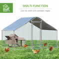 Load image into Gallery viewer, PawHut Large Chicken Coop Metal Chicken Run with Waterproof and Anti-UV Cover, Spire Shaped Walk-in Fence Cage Hen House for Outdoor and Yard Farm Use, 1.3" Tube Diameter, 9.8' x 6.6' x 6.4'