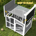 Charger l'image dans la visionneuse de la galerie, Wooden Dog House Outdoor with Removable Bottom, Cabin Style Raised Pet Kennel, with Openable Asphalt Roof, Door Curtain, Side Windows for Large Sized Dog, Dark Grey