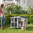 Charger l'image dans la visionneuse de la galerie, Wooden Dog House Outdoor with Removable Bottom, Cabin Style Raised Pet Kennel, with Openable Asphalt Roof, Door Curtain, Side Windows for Large Sized Dog, Dark Grey