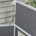 Charger l'image dans la visionneuse de la galerie, Wooden Dog House Outdoor with Removable Bottom, Cabin Style Raised Pet Kennel, with Openable Asphalt Roof, Door Curtain, Side Windows for Large Sized Dog, Dark Grey