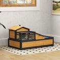 Load image into Gallery viewer, Tortoise House 3-Room Wooden Tortoise Enclosure Large Reptile Cage with 2 Stories, Ladder, Balcony, Tray, Openable Roof, 60H x 112L x 65Wcm, Yellow