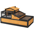 Load image into Gallery viewer, Tortoise House 3-Room Wooden Tortoise Enclosure Large Reptile Cage with 2 Stories, Ladder, Balcony, Tray, Openable Roof, 60H x 112L x 65Wcm, Yellow