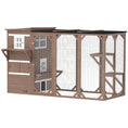 Load image into Gallery viewer, Wooden Cat Catio, 76"L Walk in Outdoor Cat House with Asphalt Roof, Platforms, Lockable Doors, 3-tier Resting Condo, Observation Window, for 2-3 Cats, Brown