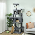 Load image into Gallery viewer, Cat Tree, 202cm Large Cat Tower for Indoor Kittens with 6 Scratching Posts, 2 Condos, 2 Perches, 2 Hammocks, Pompoms, Multi-Level Plush Kitty Activity Centre for Rest and Play, Dark Grey