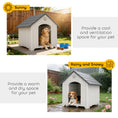 Charger l'image dans la visionneuse de la galerie, Large Plastic Dog House Outdoor Indoor, Water Resistant Puppy Shelter with Base Support, Air Vents, Elevated Floor, for Medium Large Pets, 34.6" L x 31.1" W x 35" H