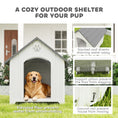 Charger l'image dans la visionneuse de la galerie, Large Plastic Dog House Outdoor Indoor, Water Resistant Puppy Shelter with Base Support, Air Vents, Elevated Floor, for Medium Large Pets, 34.6" L x 31.1" W x 35" H