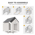 Charger l'image dans la visionneuse de la galerie, Large Plastic Dog House Outdoor Indoor, Water Resistant Puppy Shelter with Base Support, Air Vents, Elevated Floor, for Medium Large Pets, 34.6" L x 31.1" W x 35" H