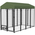 Load image into Gallery viewer, PawHut 8' x 4' x 6' Outdoor Dog Kennel, Welded Wire Heavy Duty Dog Run with 360° Rotating Bowls, Dog Kennel Outside with Waterproof & UV Resistant Cover, for S&M&L Dogs