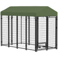 Load image into Gallery viewer, PawHut 8' x 4' x 6' Outdoor Dog Kennel, Welded Wire Heavy Duty Dog Run with 360° Rotating Bowls, Dog Kennel Outside with Waterproof & UV Resistant Cover, for S&M&L Dogs