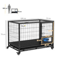Load image into Gallery viewer, 43" Heavy Duty Dog Crate with Bowl Holder, Dog Cage on Wheels with Removable Tray, Openable Top, Detachable Door, Indoor Outdoor Use, for Large and Extra Large Dogs - Black