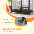 Load image into Gallery viewer, 43" Heavy Duty Dog Crate with Bowl Holder, Dog Cage on Wheels with Removable Tray, Openable Top, Detachable Door, Indoor Outdoor Use, for Large and Extra Large Dogs - Black