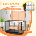 Load image into Gallery viewer, 43" Heavy Duty Dog Crate with Bowl Holder, Dog Cage on Wheels with Removable Tray, Openable Top, Detachable Door, Indoor Outdoor Use, for Large and Extra Large Dogs - Black